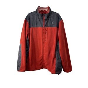 Starter Men’s Long Sleeve Fleece Full Zip Jacket Pockets Red/Grey Size 2…